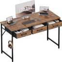 Pamray 47 Inch Small Computer Desk with 3 Drawers for Bedroom Study Writing Home Office Table for Small Spaces Vintage