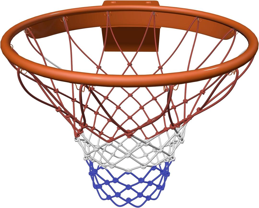 THUNDERBAY 18 inch Standard Double Spring Flex Reinforced Wall Mounted Basketball Rim, Two Nylon Nets Include One Nightlight Basketball Net