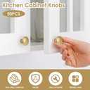 50 Pack Gold Round Cabinet Knobs 1-1/6 Inch (30mm) Drawer Knob Bulk Set/Hollow Inside/Lightweight Cabinet Rustproof Dresser Knobs with Screws Modern Decorative for Kitchen Cabinets Dresser