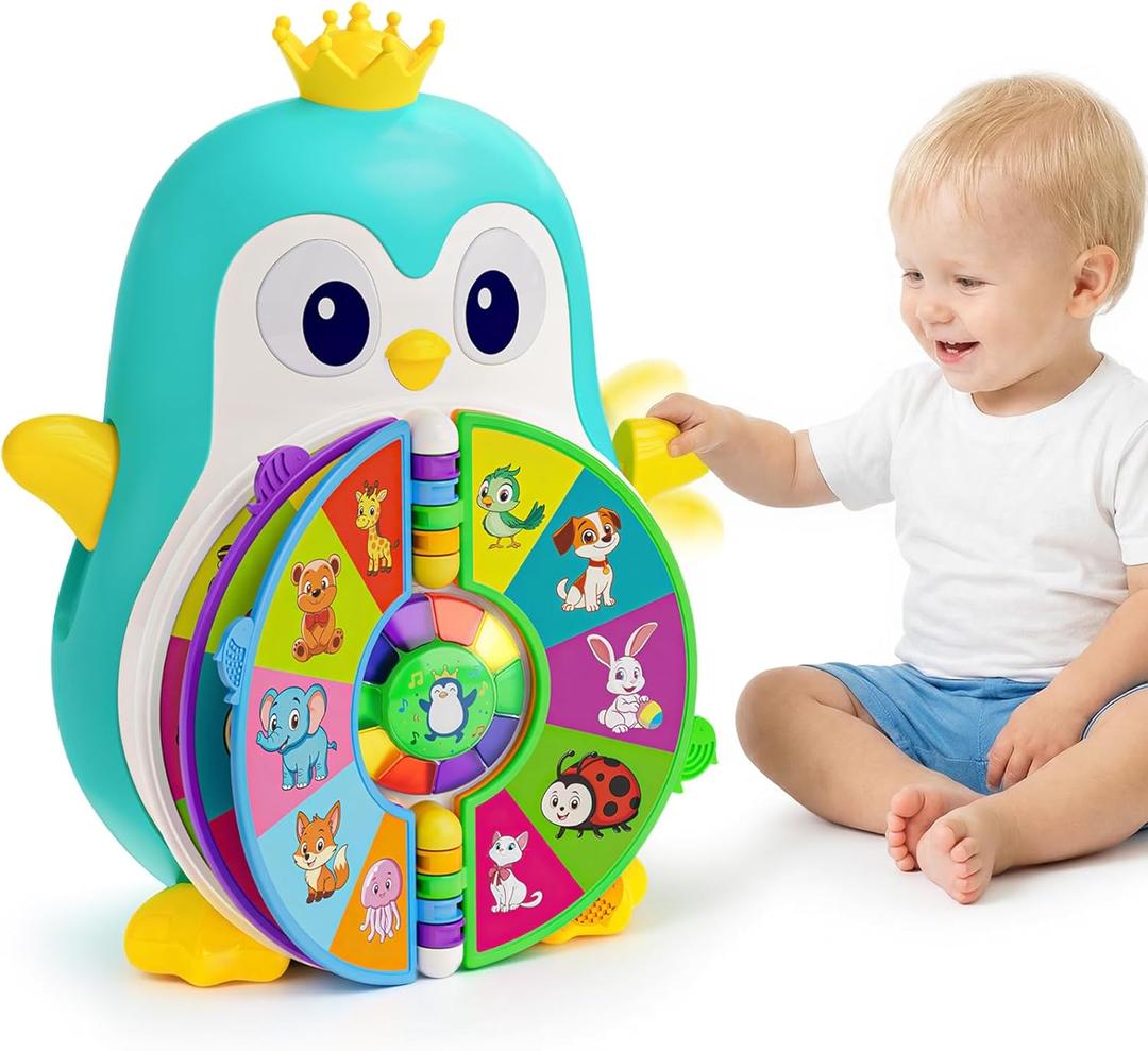Musical Penguin Learning Toys for 1 Year Old Boy Gifts, Educational Baby Toys for 1-3 Year with 5 Themes, Sound & Light, First Word Teaching, 1st First Birthday Boy Girl Gifts for 12-18 Months (Blue)