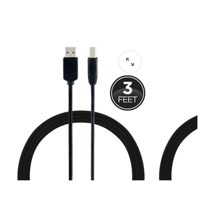 GE 3ft. USB Printer Cable, Black + Fast Charge Dual USB Wall Charger 2.4amp