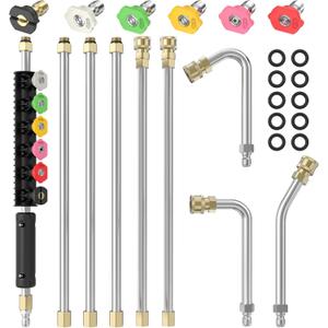 Sealegend 8FT Pressure Washer Extension Wand for Gutter Cleaning, Upgrade Power Washer Accessories with 6 Spray Nozzle Tips, 3 Gutter Cleaner Attachments Curved Rod, 1/4" Quick Connect, 4000 PSI