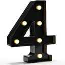 Pooqla Light Up Numbers, Lighted Marquee Number Sign for 4th Birthday Party Decor, Battery Powered LED Number Lights for Party Decor, Lights Sign for Wall Home Anniversary, Decoration 4 (Black)