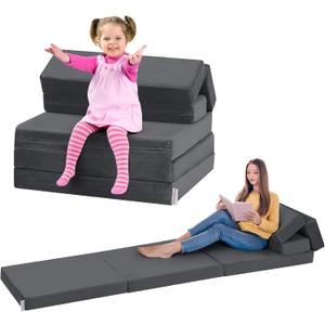 Kidirect Toddler Couches That Fold Out, 6-in-1 Kids Couch Bed Fold Out, Convertible Kids Lounge Chair for Playroom, Foldable Soft Play Toddler Climbing Toys Indoor and Foam Climbing Blocks, (Grey)