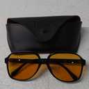 Freckles Mark Vintage Retro 70s Sunglasses for Women Men Classic Large Square Aviator Trendy Glasses (Tinted Yellow)