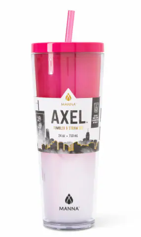 Manna™ Axel™ Plastic Tumbler & Straw Set - Pink, 24 oz - Baker's