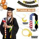 Graduation Stole Class of 2026 with Cap Tassel,and Honor Cord - Mixed Flag Graduation Sash for Graduation's Day 72"