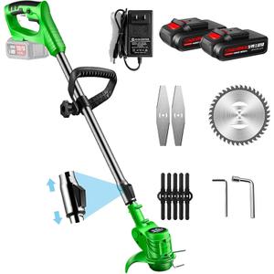 String Trimmer Cordless, PATIOX Electric Weed Wacker & Edger, Cordless Weed Whacker Battery Operated with Battery, Batteyr and Charger Included (2.0AH Battery), Green