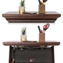 HNEBC 24" Compact Gun Shelf with Hidden Compartment, Floating Wall Mount Gun Rack for Living Room Decor, Solid Wood Concealed Furniture for Secure Gun Storage