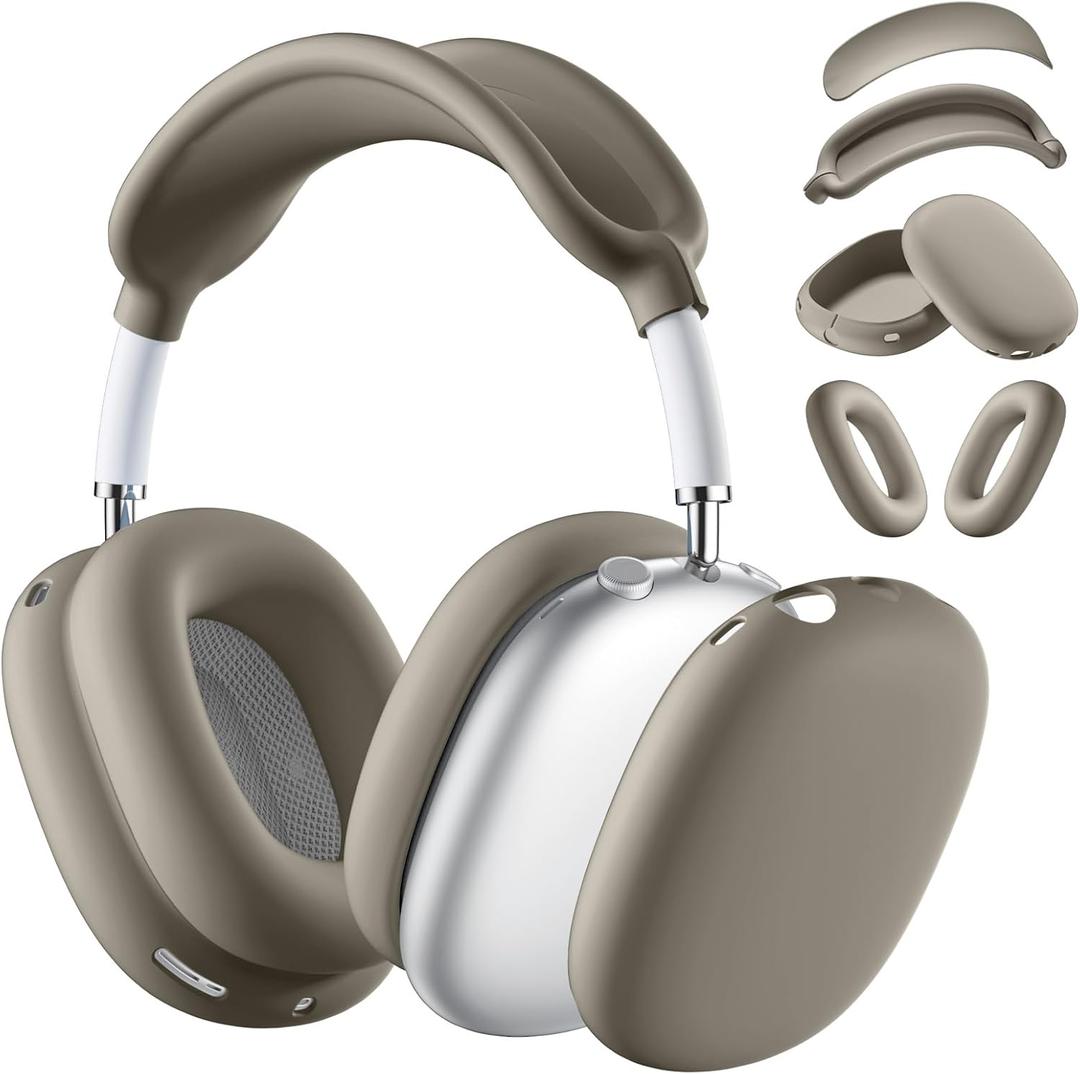 Lerobo Case Cover for AirPods Max Headphones, Clear Soft Silicone Earcup/Anti-Scratch Earpad Case Cover/Overhead Cover,Transparent Accessories Protective Cover for Apple AirPods Max (StoneGray)