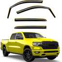 Deejecsun in-Channel Window Rain Guards Fit for Truck Dodge RAM 1500 (New Body Style Includes TRX) 2019-2025 Crew Cab Extra Durable Window Deflectors Vent Visors Shades Exterior Car Accessories