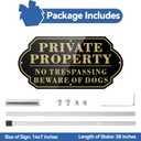 Private Property No Soliciting No Trespassing No Loitering Sign for House and Yard 14 x 7 Inches Sign with 28 Inches Long Stake Rust Free Aluminum Metal (Style E)