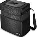 SIBOFUEGO Cute Car Trash Can with Lid Multipurpose Collapsible Trash Bin for Car, Leak-Proof Organizer, Waterproof Garbage Can with Storage Pockets & Adjustable Straps, 2 Gallons (Black Leopard)