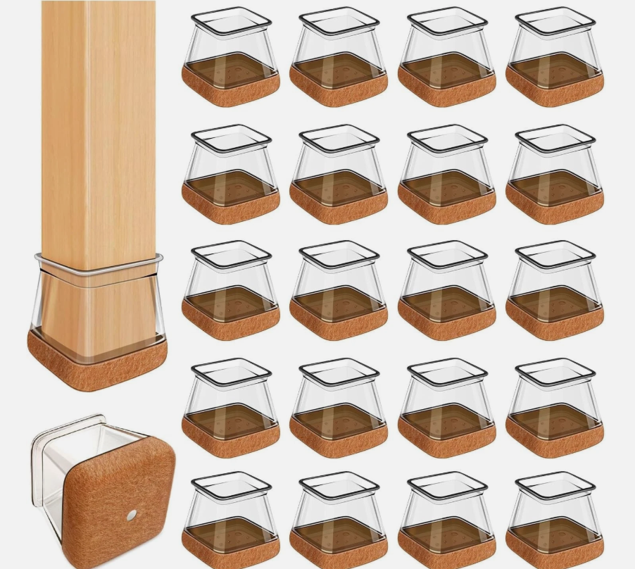 20 Pcs Chair Leg Floor Protectors for Hardwood Floors Clear Rubber Furnitu