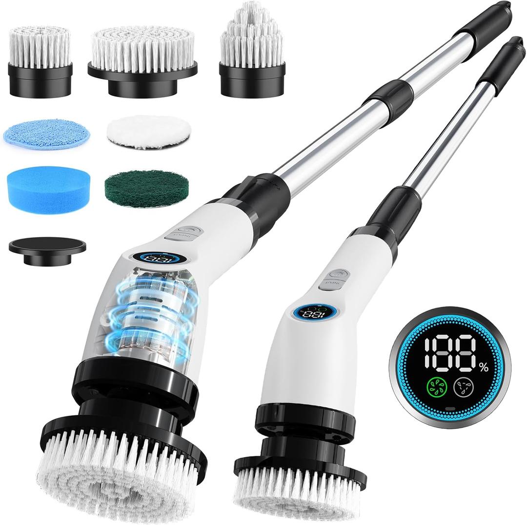 Electric Spin Scrubber Cleaning Bathroom: Shower Cleaner Brush, Cordless Power Scrubber for Tub Tile and Floor (Handle Length 50)