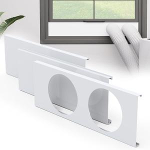 Dual Hose Portable Air Conditioner Window Kit, 5.9" Diameter Portable AC Window Vent Kit with Foam Seal Strip, Adjustable Window Seal Plates for Vertical & Horizontal Windows, White
