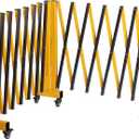 16FT Industrial Expandable Barricade Folding Security Gate with Wheels,Retractable Driveway Gate with Aluminum Fence and 270 Degrees Direction Adjustment(Yellow, 16FT)