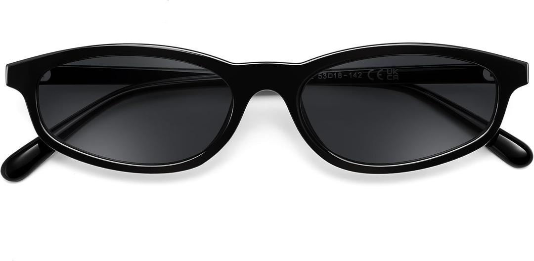 FEISEDY Small Oval Sunglasses for Women Men, Cat Eye 90s Y2k Sunnies, Lightweight Narrow Shades Trendy Glasses B9169
