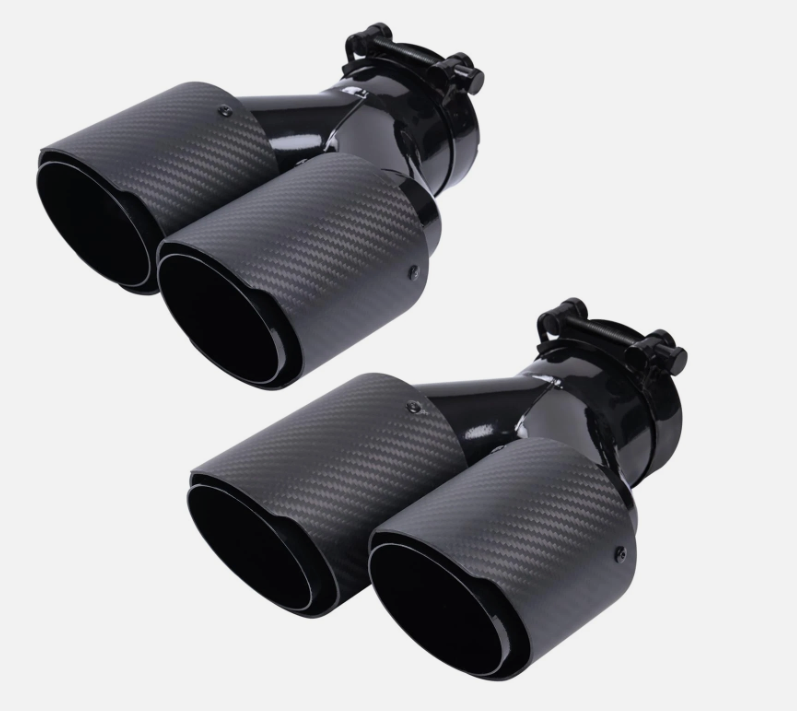 2Pack Carbon Fiber Dual Exhaust Tips 3" Inlet to 3.5" Outlet, Universal Tailpipe 3 Inch Exhaust Muffler Tips (Gloss)