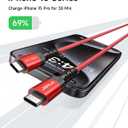 JSAUX 100W USB C to USB C Cable for iPhone 17, USBC Type C Charge Cord 5A Fast Charging Compatible with iPhone 17 Air 16 15 Pro Max Samsung Galaxy S25 S24 MacBook iPad Pro Carplay (2-Pack, 10ft) Red