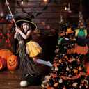 Halloween Decorations Witch Tree Topper,Black and Orange Tree Hanging Ornaments,Fall Curtain Tie and Wine Bottle Hugger, Plush Cute Dolls Festive Table Decor