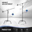 2 Pack Stainless Steel Photography Light Stand 6.9ft/210cm with Holding Arm Sandbag Grip Head Heavy Duty C Stand Sturdy for Photography Studio Video Monolight Softbox Shooting?Black?
