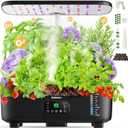 Misting Hydroponic Growing System Kit 15Pods Indoor Smart Herb Garden Planter with LCD Touch Panel 6L Large Tank for Herb/Vegetables/Flowers/Fruits,Gardening Gifts for Women Men BeginnersBlack