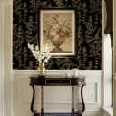 2 x Peel and Stick Wallpaper Black and Gold Wallpaper Dark Floral Contact Paper for Cabinets Bedroom Bathroom Vintage Wall Paper Removable Self Adhesive Shelf Liner Room Decor Vinyl 78"x17.3"