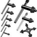 Waltool 8Pcs Universal 4 in 1 Drill Chuck Key Wrench and 3/4" 5/8" 1/2" 3/8" 1/4" 5/32" T-Handle Keyless Chuck Drill Press for Electric Drill Clamping Tool