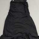 BORIFLORS Women's Sexy Ruched Bodycon Midi Dresses Square Neck Sleeveless Ruffle Hem Club Party Tank Dress (Medium, Black)