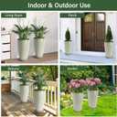 Neoaider Set of 2 Lightweight Ceramic-Look Tall Planter, 21 inch Large Plastic Planter with Drain Hole & Saucers, Large Outdoor Planters for Porch, Garden, Patio, Balcony(Drip Glaze)