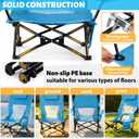 HaSteeL Low Beach Chairs, 2Pcs Folding Lawn Camping Chairs for Adults, Blue, Oversized