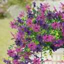 2 x Geegoods Artificial Flowers for Outdoors Decoration, 2Pcs Faux Hanging Mums UV Resistant Realistic Silk Flowers for Outside Patio Porch Garden Yard Balcony Fall Decor (Double Purple)