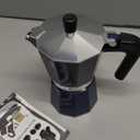 Mongdio Stovetop Espresso Maker Moka Pot, Stove Top Cuban Coffee Maker, Italian Greca Mocha Pot, 6 Espresso Cups, 10 oz - Blue