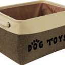 PET ARTIST Dog Toy Basket, Collapsible Dog Toy Bin Box with Comfortable Handles, Large Pet Toy Storage Organizer for Accessories, Toys, Coat & Clothing, Blanket & Leash, Brown, 15"x11"x9"