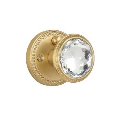 1 Pack Gold Door Knobs Crystal Door Knob Passage Door Knob for Hall and Closet Glass Matte Black Zinc Alloy