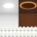 Amico 20 Pack 6 Inch 5CCT LED Recessed Ceiling Light with Night Light, 2700K/3000K/3500K/4000K/5000K Selectable Ultra-Thin Recessed Lighting, 12W=110W, 1100LM, Dimmable Canless Wafer Downlight ETL&FCC