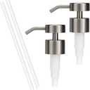 2 Pack 304 Stainless Steel Soap Dispenser Pump Replacement Flat Top Standard 28/400 Thread for Regular Mouth Bottles Lotion Soap Dispenser for Kitchen Bathroom (Brushed Nickel)
