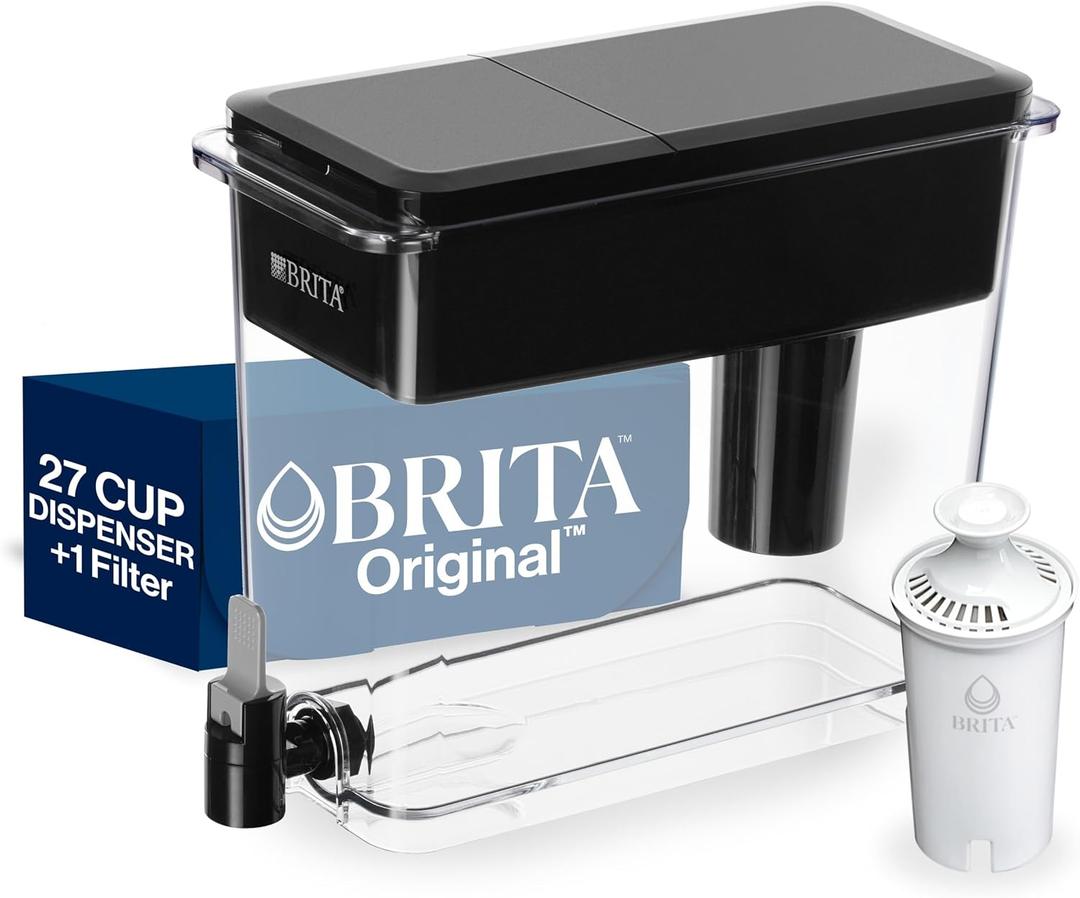 Brita UltraMax Large Water Dispenser, BPA-Free, Reduces Copper, Cadmium and Mercury Impurities, Lasts 2 Months or 40 Gallons, Includes 1 Filter, Kitchen Accessories, Large 27-Cup
