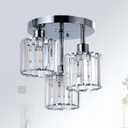 Semi Flush Mount Ceiling Light,3-Light Modern Close to Ceiling Light Fixtures,Kitchen Light with Clear Crystal Shades, Hallway Light Fixtures for Kitchen Entryway Bedroom Bathroom Foyer (Chrome)