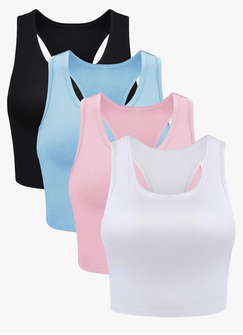 Boao 4 Pieces Basic Crop Tank Tops Sleeveless Racerback Crop Top for Women, Large