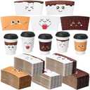 Remerry 125 Pack Disposable Christmas Coffee Cup Paper Sleeves Xmas Santa Holiday Tea Hot Chocolate Cocoa Sleeves for 12oz 16oz Cups (Chocolate)