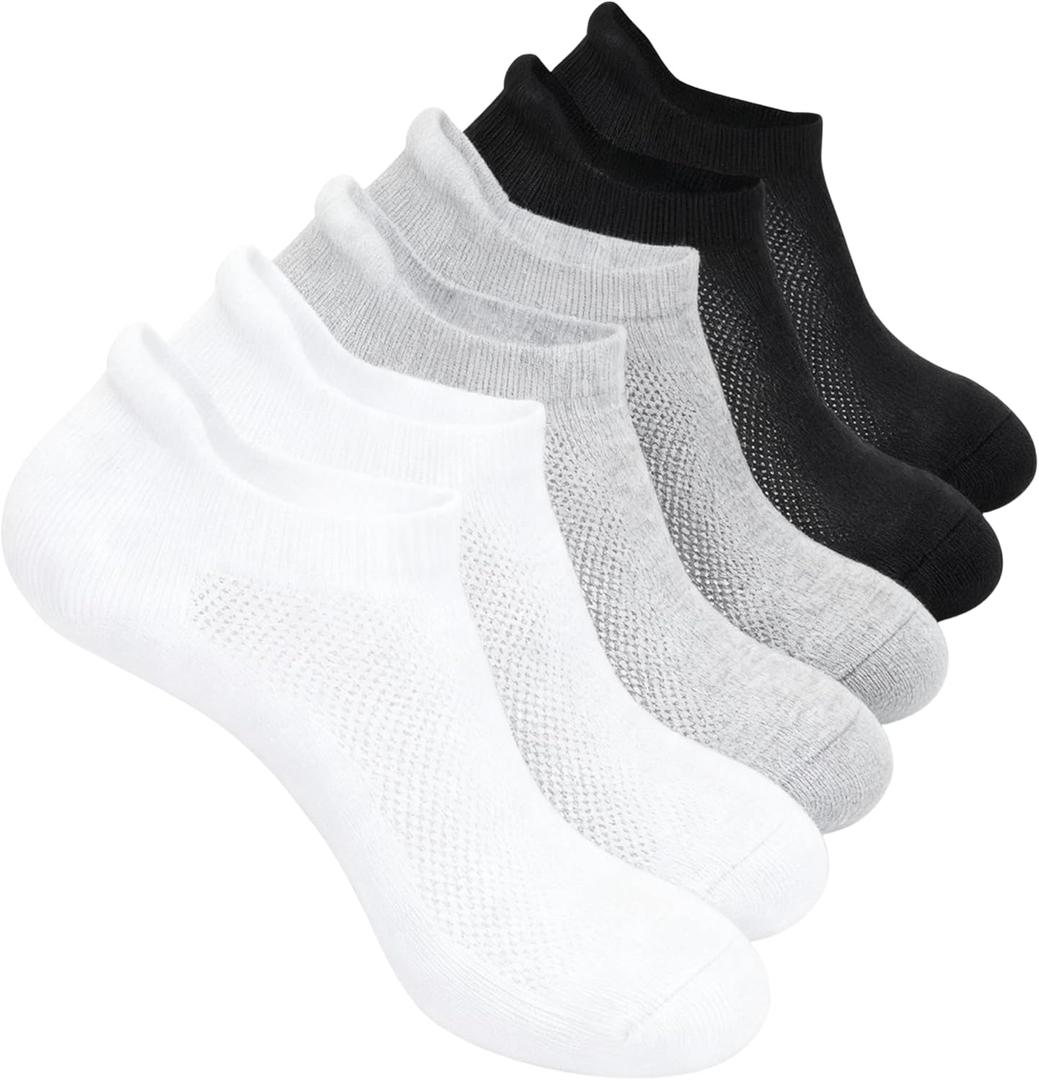 6 Pairs Mens Womans Mixed Ankle Socks Athletic running, cycling, and walking Cushioned Sole Socks With Tab US 6-9