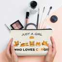 2 x JFEHBFL Corgi Gifts for Corgi Lovers, Corgi Dog Makeup Bag, Birthday Decoration Cosmetic Pouch, Just A Girl Who Loves Corgis Pouch, Zipper Travel Cosmetic Bag