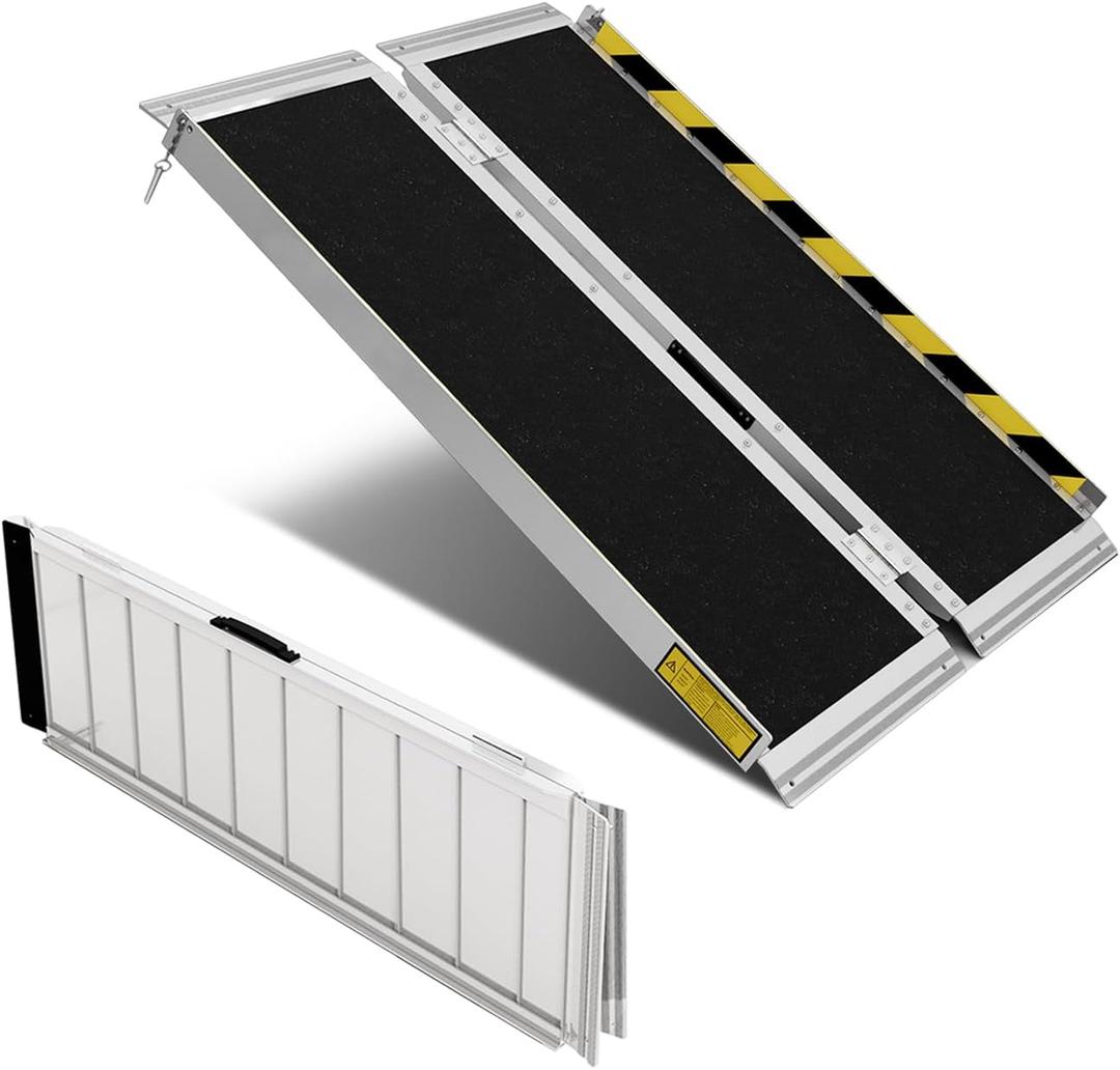Portable Wheelchair ramp 4FT,Non-Slip Aluminum Threshold ramps for Home Steps,Folding Handicap Ramp,ramps for Home,doorways,Stairs,Weight Capacity up to 800LBS 4FT (Usable Height 4-12 inch)