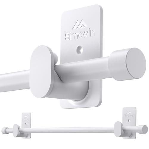 SIMEWIN Curtain Rods No Drilling for Windows 30 to 60 Inches, 5/8 Inch Diameter No Drill Small Curtain Rod Set with 3M Adhesive Brackets, White