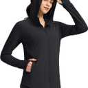 G Gradual Women's UPF 50+ Sun Protection Hoodie Jacket with Ponytail Hole and 4 Pockets Lightweight Long Sleeve for Hiking (Black, XL)