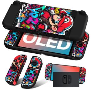 Besoar Cute Cartoon for Nintendo Switch OLED Case Anime Design - Kawaii Fun Funny Fashion Soft Slim Protective Dockable Joycon Shell Cover for Kids Boys Teens Girls for Switch OLED 2021, Black