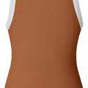 Tank Tops for Women Summer Sleeveless Round Neck Basic Cami Top Slim Knit Ribbed Racerback Blouses (Brown, L)
