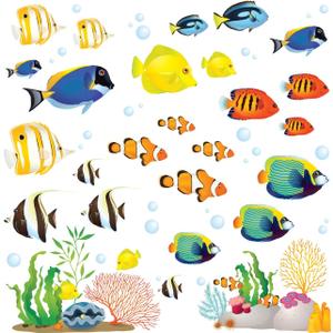 DECOWALL DS-8035 Coral Reef Fish Kids Wall Stickers Wall Decals Peel and Stick Removable Wall Stickers for Kids Nursery Bedroom Living Room (Small)